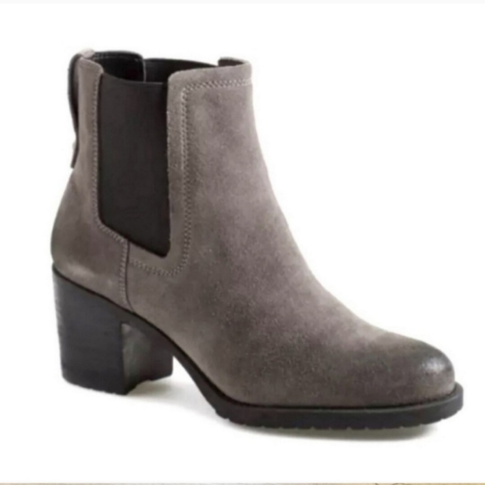 SAM EDELMAN Womens Gray Hanley Suede Chunky Heel Chelsea Ankle Boots Casual SZ 8